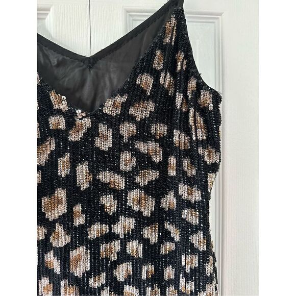 RETROFETE Sequin Claire Leopard Spaghetti Shoulder Straps Dress - Picture 9 of 9